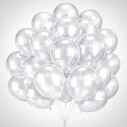 Clear Balloons 100 Pack, 12 Inch Round Latex Balloons, Helium Transparent Balloons for Wedding, Birthday, Baby Shower, Bridal Shower Party Decorations