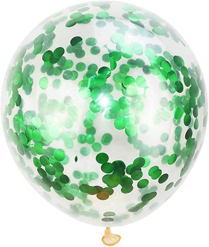 KIRIKOU Pack of 24 Pieces Confetti Balloons 12 Inch Latex Party Balloons for Party Decorations, Wedding, Engagement, Bridal, Birthday and Shower (Green)