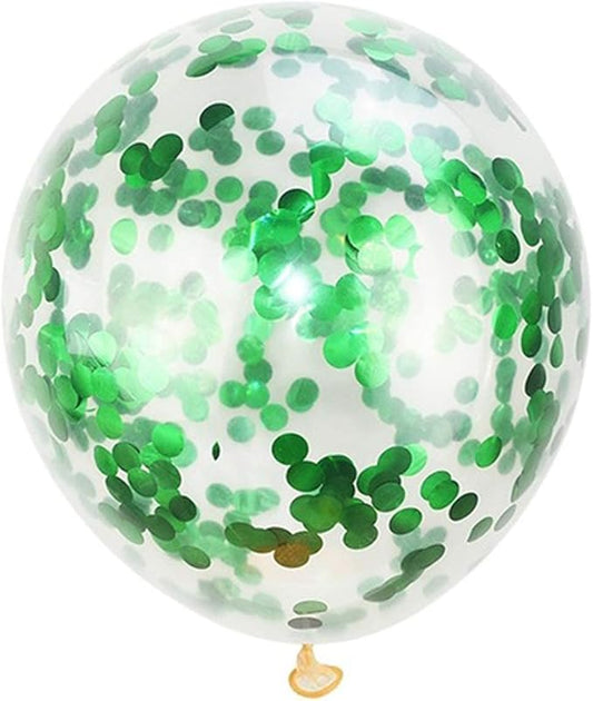 KIRIKOU Pack of 24 Pieces Confetti Balloons 12 Inch Latex Party Balloons for Party Decorations, Wedding, Engagement, Bridal, Birthday and Shower (Green)