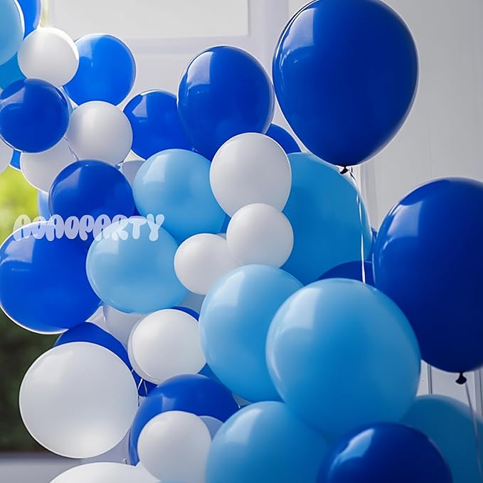 Blue Balloons Garland Arch Kit Different Sizes Pack 150Pc 18Inch 10Inch 5Inch Latex Light Blue Royal Blue Balloon for Baby Shower Birthday Graduation Party Gender Reveal Decorations