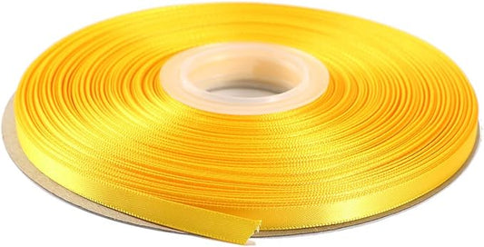ITIsparkle 1/4" Inch Double Faced Satin Ribbon 50 Yards-Roll Set for Gift Wrapping Scrap Books Party Favor Hair Braids Baby Shower Decoration Floral Arrangement Craft Supplies, Maize Ribbon