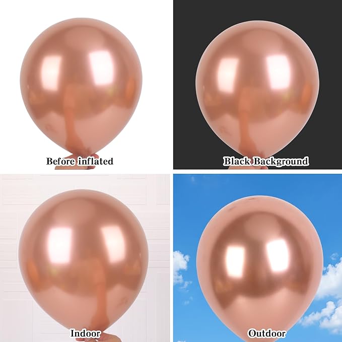 RUBFAC 135pcs Rose Gold Balloons Different Sizes 18 12 10 5 Inches, Latex Balloon Garland Arch Kit for Birthday Party Valentine's Day Baby Shower Graduation Wedding Holiday Decoration
