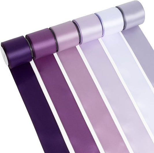 Purple Ribbon 1.5 Inch Lavender, Lilac, Amethyst, Dark Purple Double Faced Satin Ribbon for Flower Bouquet, Gift Wrapping, Wedding Invitation, Bows, Crafts, Gift Bags - 30Yards