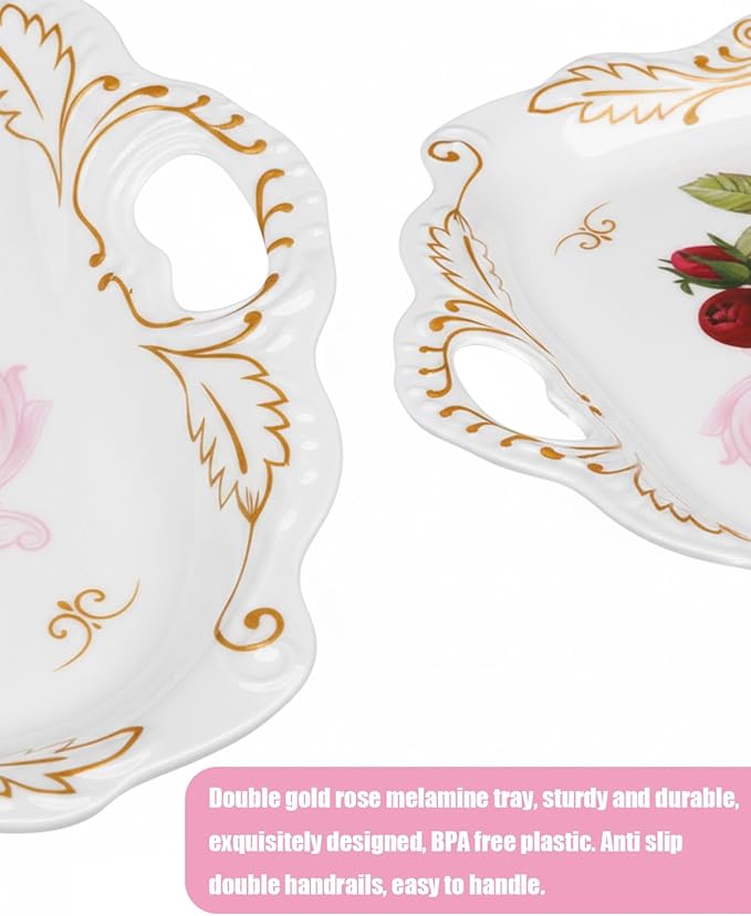 Melamine Serving Trays, 3-Pack Serving Tray Platter Trays for Serving Food, Melamine Tray Serving Platter for Gift, Party, Decor, Home, Restaurant, (18.2 x 12.2 x 1.3 Inches)
