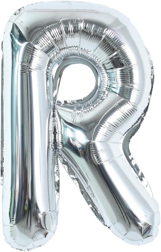 TONIFUL 40 Inch Large Silver Letter R Balloons, Foil Mylar Big Letter Balloons for 2026 New Year Eve Graduation Wedding Baby Shower Birthday Party Anniversary Supplies Decorations