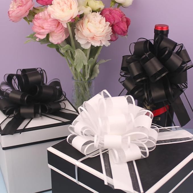 6 PCS White Bows for Gift Wrapping,White Gift Bow,6 inches,for Wrapping Gift Wedding Ribbon Bows or Flower Decorations,Party Gift Wrapping(White)