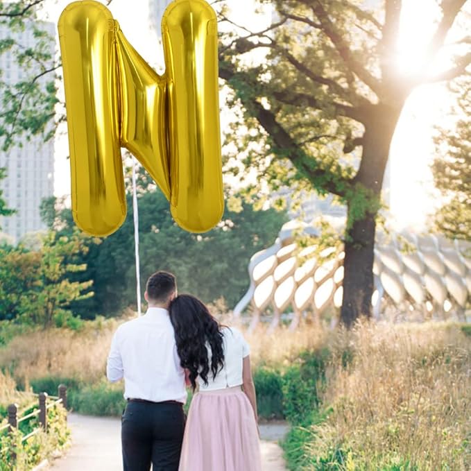 TONIFUL 40 Inch Large Gold Letter N Balloons, Foil Mylar Big Balloons for 2026 New Year Eve Graduation Wedding Baby Shower Birthday Party Anniversary Supplies Decorations