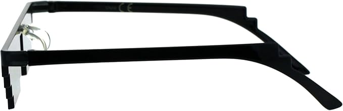Flat Top Narrow Cat Eye Pixel Funky Party Shade Rimless Shield Sunglasses Black