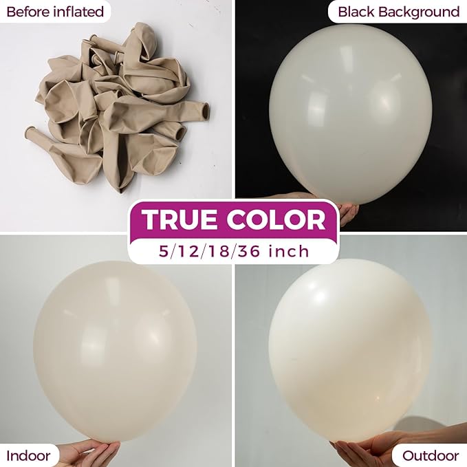 Bezente White Sand Latex Party Balloons - 150 Pack 5 inch Matte Sand White Helium Balloons for Birthday Wedding Bridal Shower Gender Reveal Party Decoration