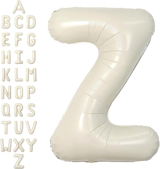 SUWEN 40 Inch Cream Large Z Letter Balloons Big Foil Helium Letter Balloons A-Z Jumbo Mylar Happy Birthday Party Decorations for Girl Anniversary Party Supplies