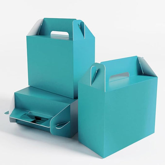XAGLVV 24Pack Dark Teal Party Favor Treat Box Packs, 7 * 3.5 * 6.6 Inch Goodie Box with Handles, Gable Gift Boxes for Party, Baby Shower, Anniversary, Birthday