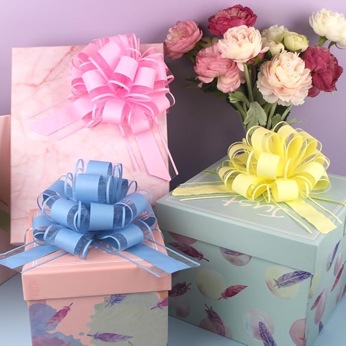 6 Pieces Pull Bows,Sky Blue Gift Bow,6 inches,Party Gift Wedding Ribbon Bows for Wrapping Boxes or Flower Decorations,Day Gift Decorations (Sky Blue)