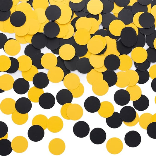 Black and Yellow Confetti Table Decoration for Birthday Graduation Baby Shower Mom to Bee Party Theme Party,1.2 inch in Diameter,200 Counts