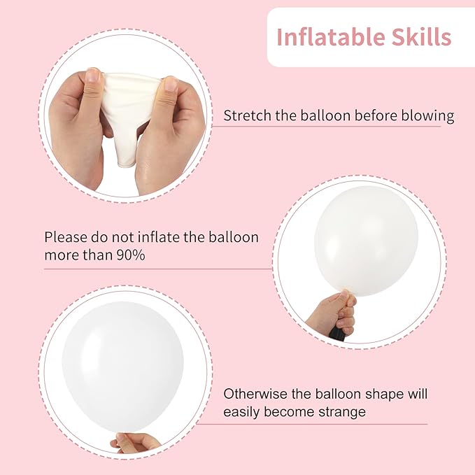 RUBFAC White Balloons 129pcs Different Sizes 18 12 10 5 Inch for Garland Arch, Latex Balloon for Engagement Wedding Anniversary Birthday Party Baby Shower Decoration