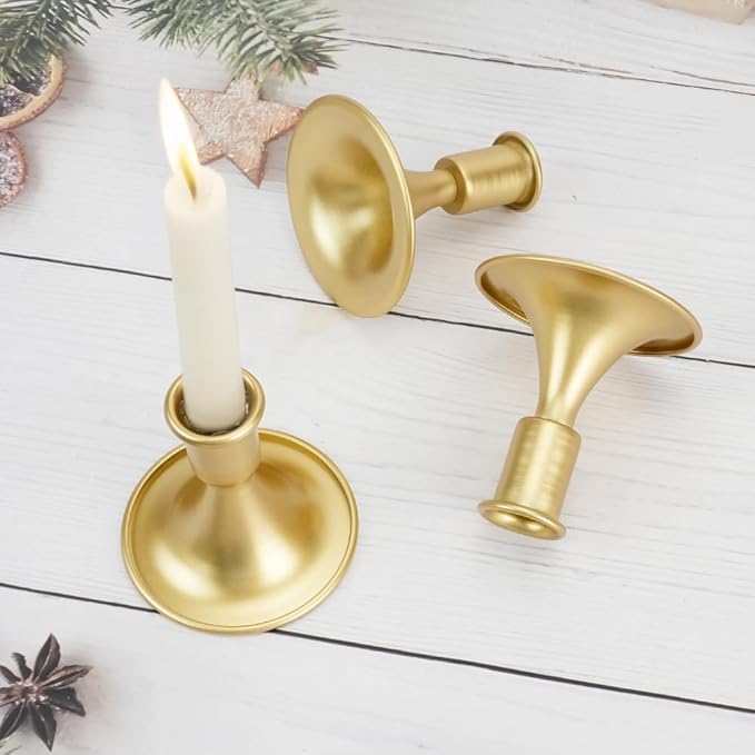 Candlestick Holders Set of 6, Gold Taper Candle Holders for Table Centerpiece, Vintage Candle Stick Decor for Dinner Wedding Party Christmas