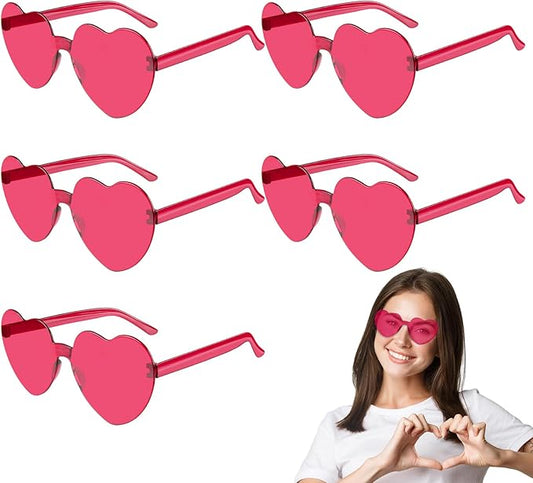 PLULON Heart Sunglasses for Women 5/12/25 Pcs, Heart Glasses Valentine Day Rimless Shaped Candy Color Fun Glasses Party Favor