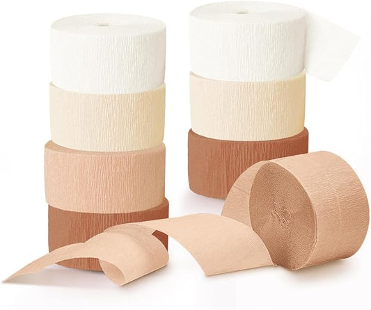 NICROHOME EUR Wedding Party Decorations, 8 Rolls Creamy White Crepe Paper Streamers for Boho Wedding, Engagement, Baby Bridal Showers Party Supplies, Birthday, 82 ft Long
