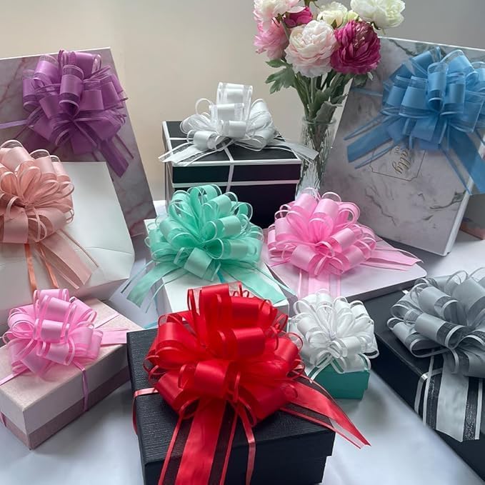 6 Pieces Pull Bows,Sky Blue Gift Bow,6 inches,Party Gift Wedding Ribbon Bows for Wrapping Boxes or Flower Decorations,Day Gift Decorations (Sky Blue)