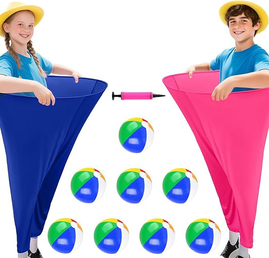 Granny Pants Yard Game Freaky Party Games Pants with Bouncy Balls and Air Pump Oversized Granny Pants Outdoor Game for Adults and Family Interactive Throwing Game for Group Gatherings