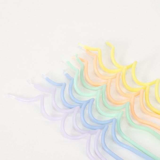 Meri Meri Swirly Tall Cake Candles (Pack of 20), 5" Tall Unscented Candles