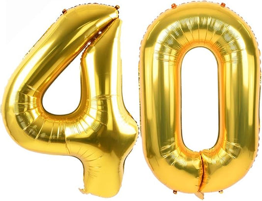 TONIFUL 40 Inch Gold Large Numbers Balloon Birthday Party Decorations, Foil Mylar Big Number Balloon Digital 40 for 2026 Graduation New Year Eve 40th Birthday, 40th Anniversary Ceremony Photo Shoot