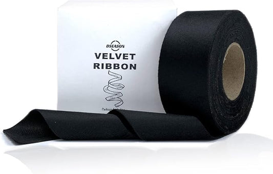 Velvet Ribbon Set 1.5" x 10 Yards, 1 Rolls, Dseason Handmade Black Velvet Ribbon Set for Gift Wrapping & Bow Making, Christmas Tree, Wreath Decoration, DIY Crafts Decoration