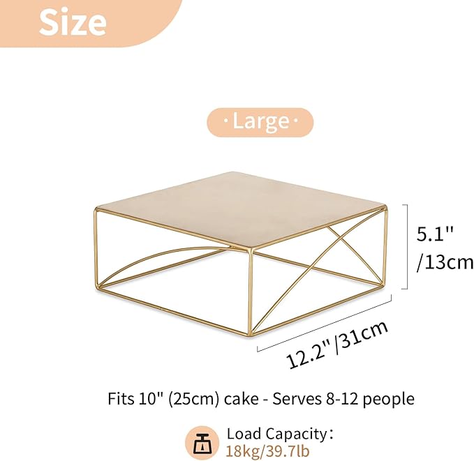 NUPTIO Cupcake Stand Dessert Display: 12 Inch Cake Holder Metal Food Pedestal Stands Gold Food Risers for Wedding Party Christmas Birthday Event Graduation Table Decor Square Buffet Fruit Plant Stand