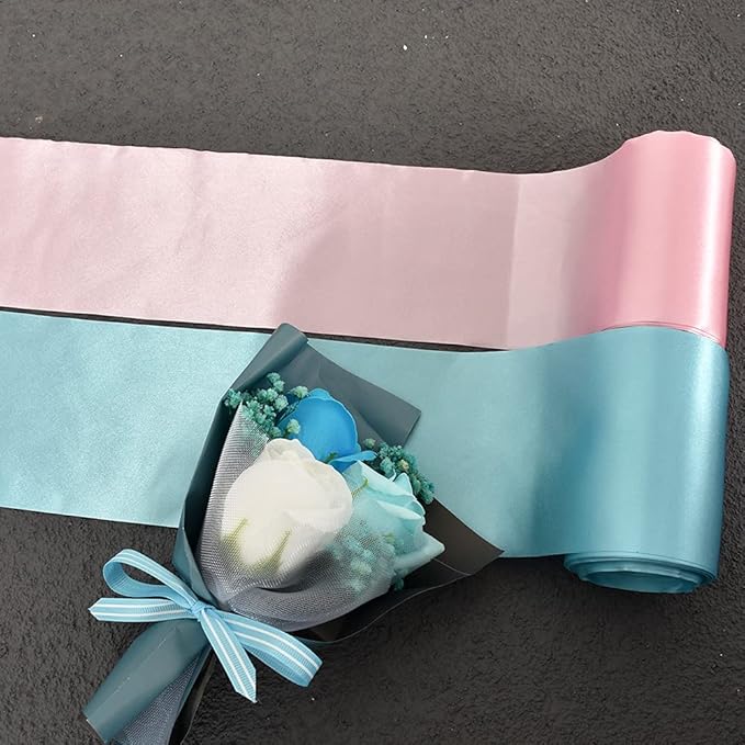 TONIFUL 4 Inch Wide Light Blue Solid Satin Ribbon 22yd Fabric Large Ribbon for Cutting Ceremony Grand Opening Chair Sashes Table Hair Bows Floral Sewing Craft Gift Wrapping Wedding Party Decoration