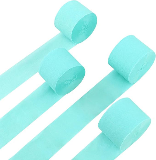 4 Rolls Crepe Paper Teal Streamers – Perfect for Streamers Party Decorations, Wedding, Birthday, Colored Decor, and DIY Craft Supplies(1.8 Inch x 82 Ft/Roll)
