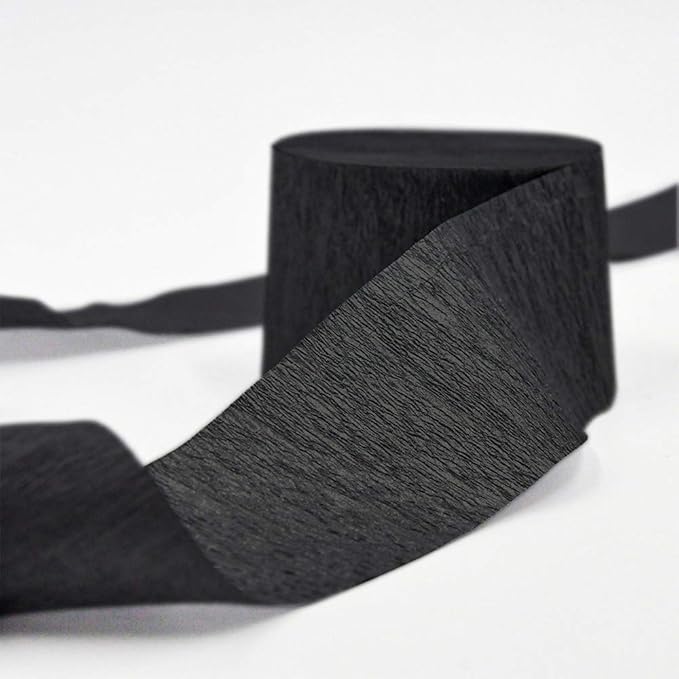 8 Rolls Black Crepe Paper Streamers, Wedding Birthday Baby Shower Halloween Party Decoration, Rainbow DIY Supplies, Graduation New Year Decor