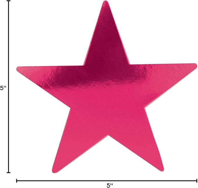 Beistle 72-Pack Foil Pink Star Cutouts, Party Decorations for Festive Occasions, Celebrations, & Events, Starry Theme Decor for Wall & Table, 5”