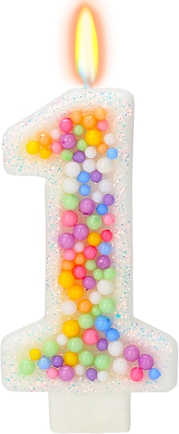 Birthday Candles for Boys/Girls - Number 1 Candle, Colorful Macaron Candles, 1st Birthday Candle, Cake Decorations, Theme Party Supplies