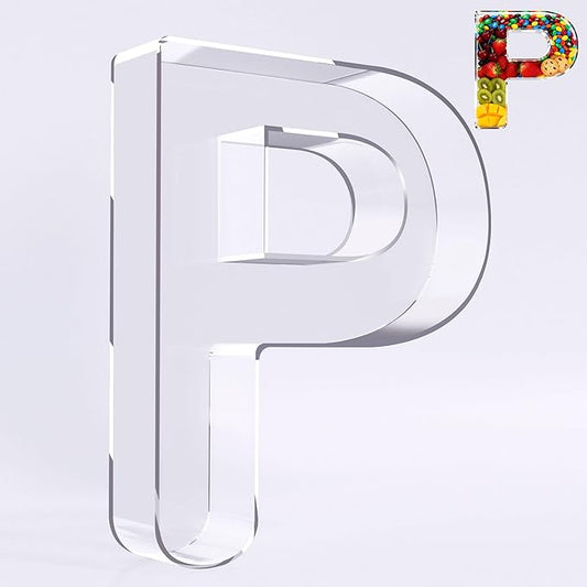 Ledido 10’’ Acrylic Letter Charcuterie Board Box, Reusable Fillable Serving Tray for Candy Cake Fruit Snack, Easy-Clean Acrylic Charcuterie Tray for Birthday Anniversary Party Decorations, Letter P