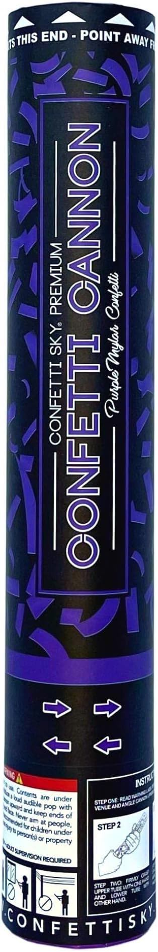 Confetti Sky [6 Pack] 12 Inch Confetti Cannons | Purple Confetti Poppers for Wedding Celebration, Birthday Party, Pranks, Graduation, Christmas Eve and New Year Celebration