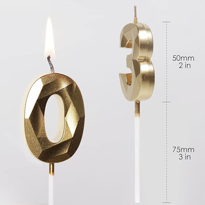 27th Birthday Candles,Number 27 Candles, Gold Happy Birthday Candle for Cake,3D Design Cake Topper Decorations for Women Men Birthday Party Wedding Anniversary Celebration Supplies
