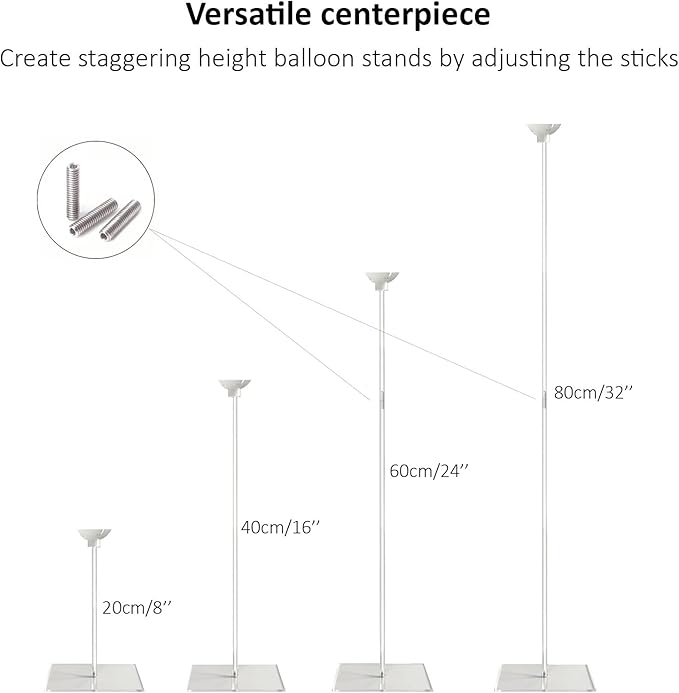 Reusable Acrylic Balloon Stand Kit – Heavy Duty Tabletop Display with Sticks and Base, Ballon Stands for Centerpieces, Centerpiece Table Decorations for Parties (12 Pack 24 inch)