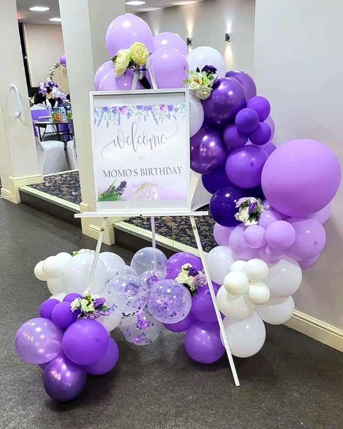 Purple Balloons Lavender Purple Balloon, 50 Pcs 12inch Lavender Lilac Purple Confetti Latex Balloons for Birthday Bridal Shower Wedding Party Decorations