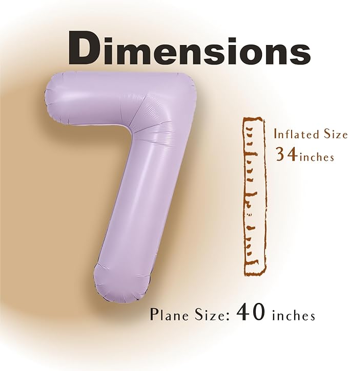 SUWEN 40 Inch Light Purple Large 7 Balloon Number Big Foil Helium Lavender Number Balloons Huge Mylar 0-9 Giant Jumbo Happy 7th Birthday Party Anniversary Decorations
