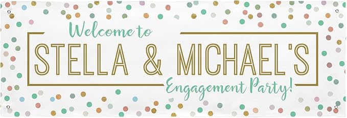Let's Make Memories Personalized Banner - Party Decorations - Wedding, Anniversary, Engagement - Customized Banner - Celebration - Any Text - Indoor/Outdoor Vinyl - Pastel - 6 ft