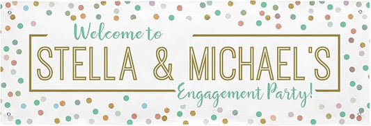 Let's Make Memories Personalized Banner - Party Decorations - Wedding, Anniversary, Engagement - Customized Banner - Celebration - Any Text - Indoor/Outdoor Vinyl - Pastel - 6 ft