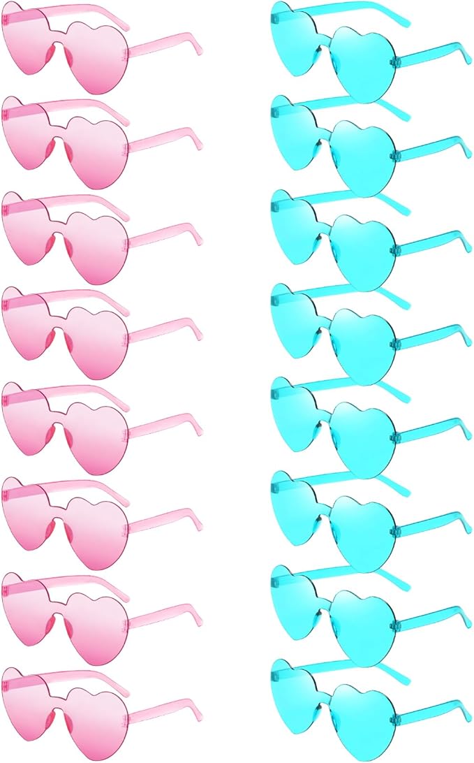Matcheck 16 Heart Shaped Rimless Sunglasses Transparent Candy Colored Glasses Frameless Party Eyewear for Women