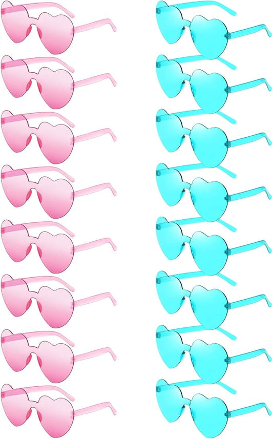 Matcheck 16 Heart Shaped Rimless Sunglasses Transparent Candy Colored Glasses Frameless Party Eyewear for Women