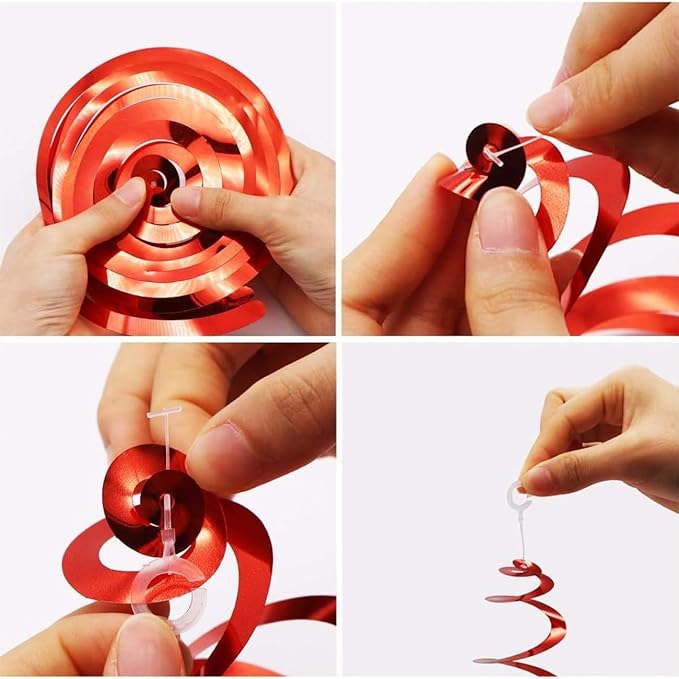 GAKA Black and Orange Foil Hanging Ceiling Swirls Garland,Star Swirl Streamer Decorations for Halloween,Birthday,Anniversary,Graduation Party Supplies(24Pcs)
