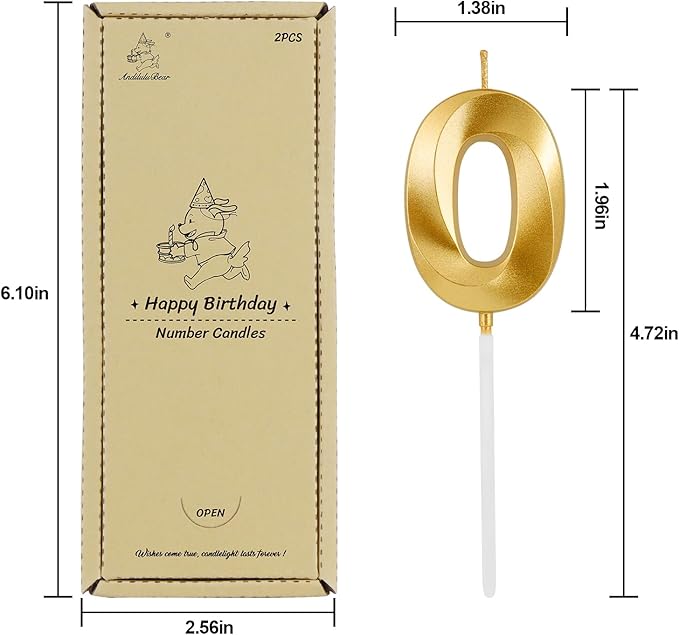 Birthday Candles, 1.96 Inch Number 50 Happy Birthday Candles, Number Candles Decoration for Birthday Party and Anniversary Celebration(Champagne Gold)