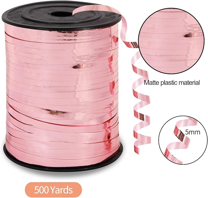 TONIFUL 500 Yards Curling Ribbon-Balloon Ribbon-Shiny Rose Gold Metallic String for DIY Decor,Gift Wrapping,Ribbons and Bows for Christmas New Year Birthday Gifts Graduation Supplies