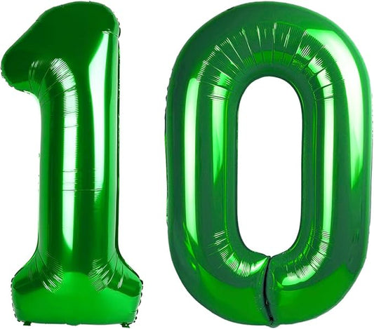Balloon Numbers 10th Birthday Decorations, 40 Inch Big Foil Balloon for Men & Women, Dark Green Number Balloons for Wedding Memorial Day Birthday Aniversarry Supplies