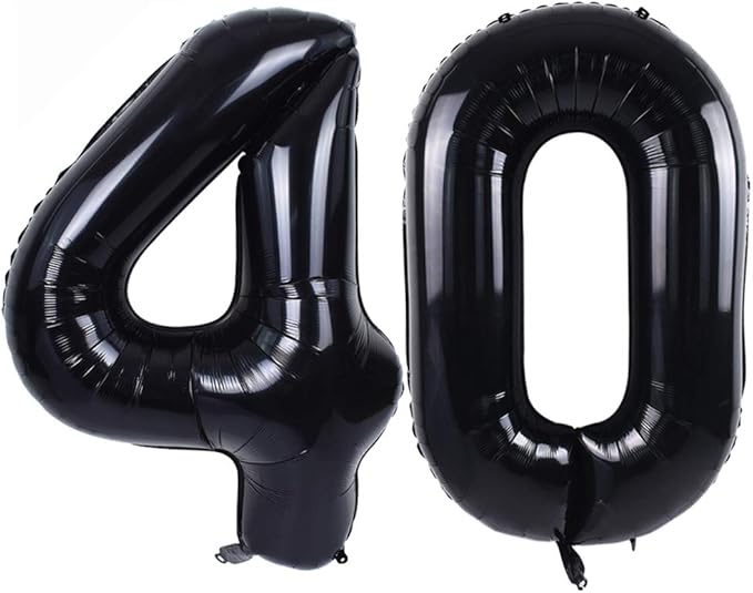 TONIFUL 40 Inch Black Large Numbers Balloon Birthday Foil Mylar Big Number Balloon Digital 40 for 2026 Graduation 2026 New Year Eve 40th Birthday, Anniversary, Graduation Ceremony Photo Shoot