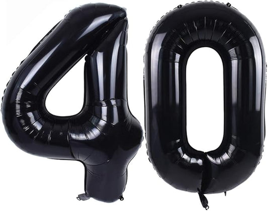 TONIFUL 40 Inch Black Large Numbers Balloon Birthday Foil Mylar Big Number Balloon Digital 40 for 2026 Graduation 2026 New Year Eve 40th Birthday, Anniversary, Graduation Ceremony Photo Shoot