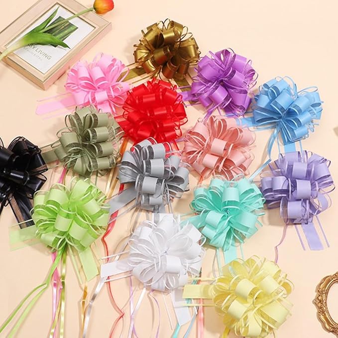 6 PCS Large Pull Bows for Gift Wrapping, 6 Inches, Perfect for Decorative Boxes, Flower Arrangements, and Holiday Gift Packaging (Blue-Green)