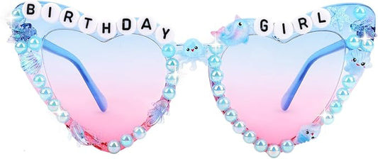 CIEHER Birthday Glasses for Women Girls Rhinestones Birthday Sunglasses Birthday Accessories Party Favors